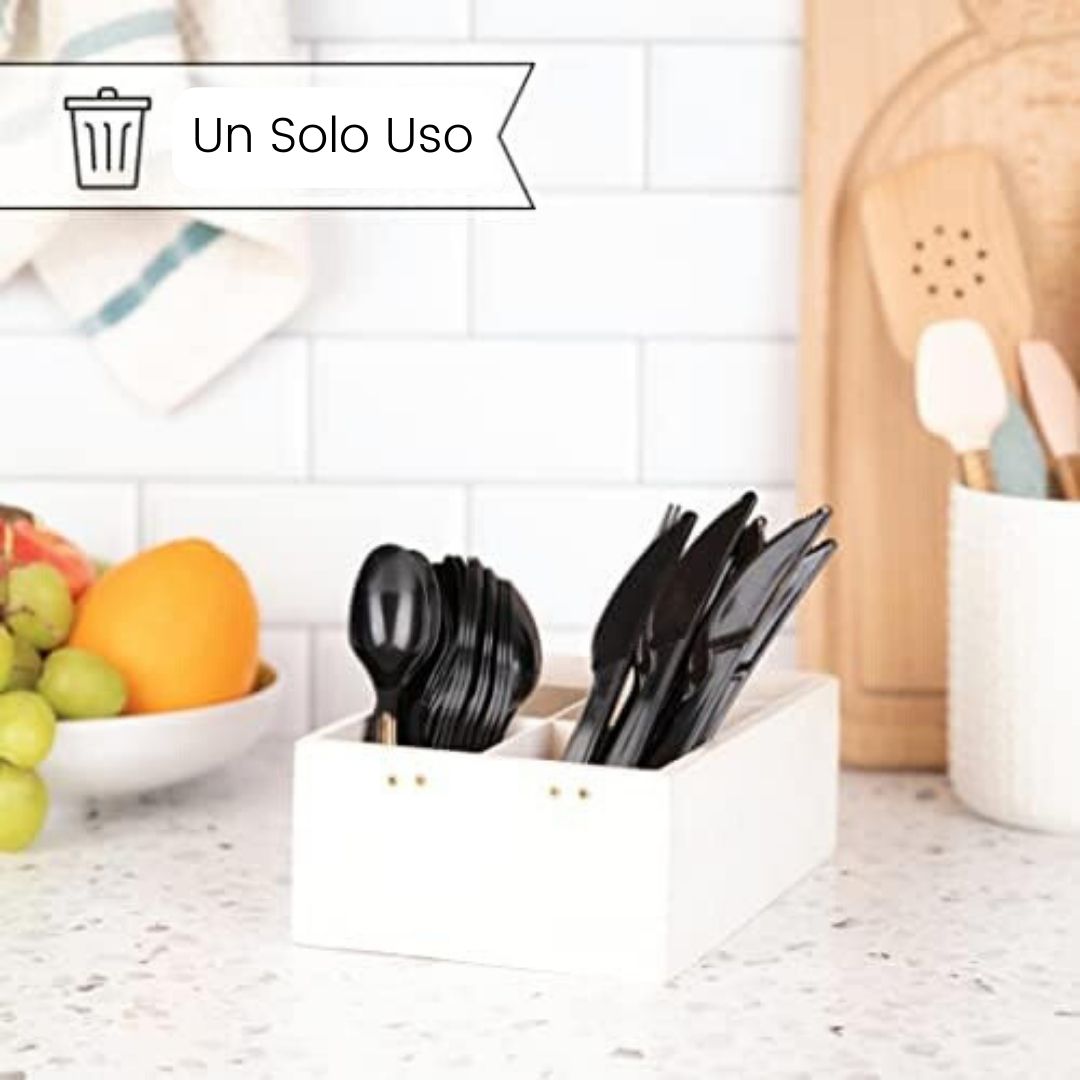 Cuchillos Negros Desechables Plásticos Tami X 100 Unidades