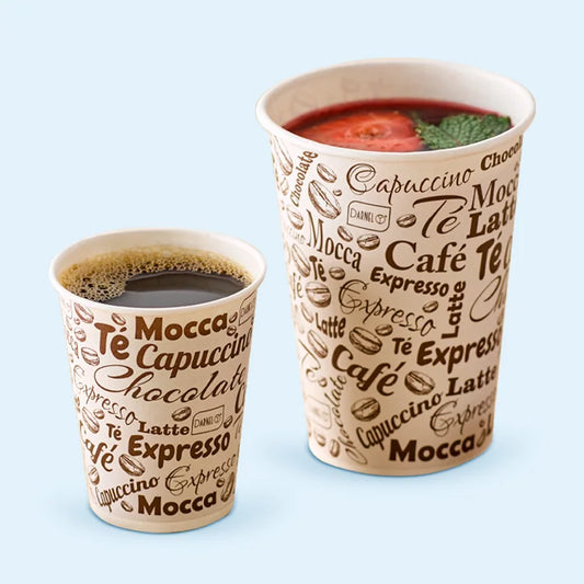 Vaso cartón Parafinado Bebidas Calientes 8 Oz Con Tapa Pack X 50