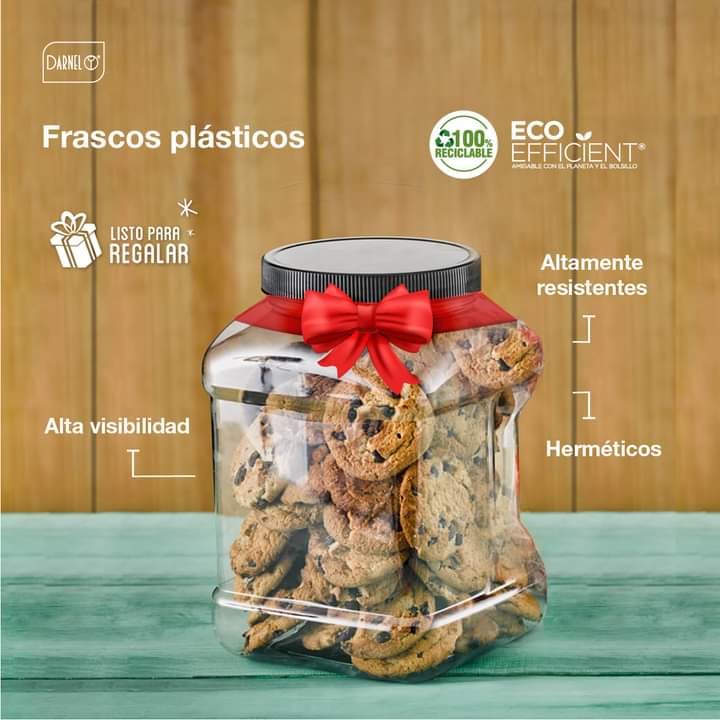 Frasco Tarro Plástico Pet Darnel Cuadrado De 3000ml Pack x 4 unids