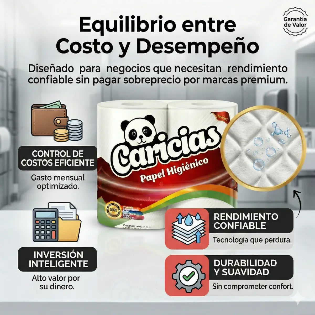 Comparativa de tamaño Papel Higiénico Caricias 180 hojas en Merida en propacaaos.com.