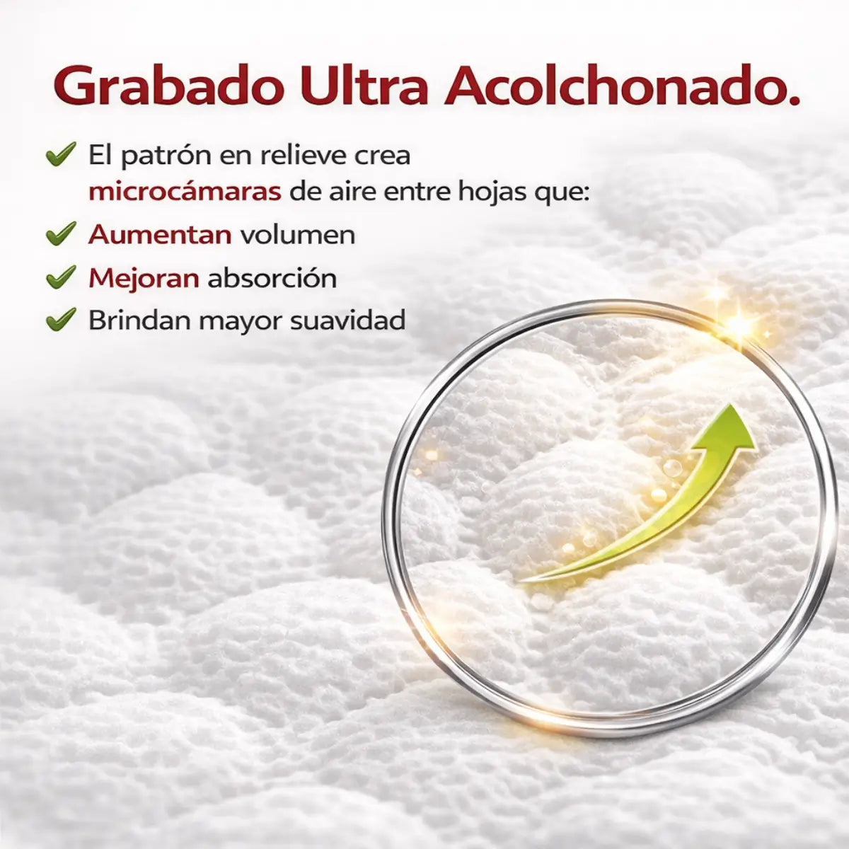 Detalle de suavidad Papel Higiénico Caricias 180 hojas en propacaaos.com.
