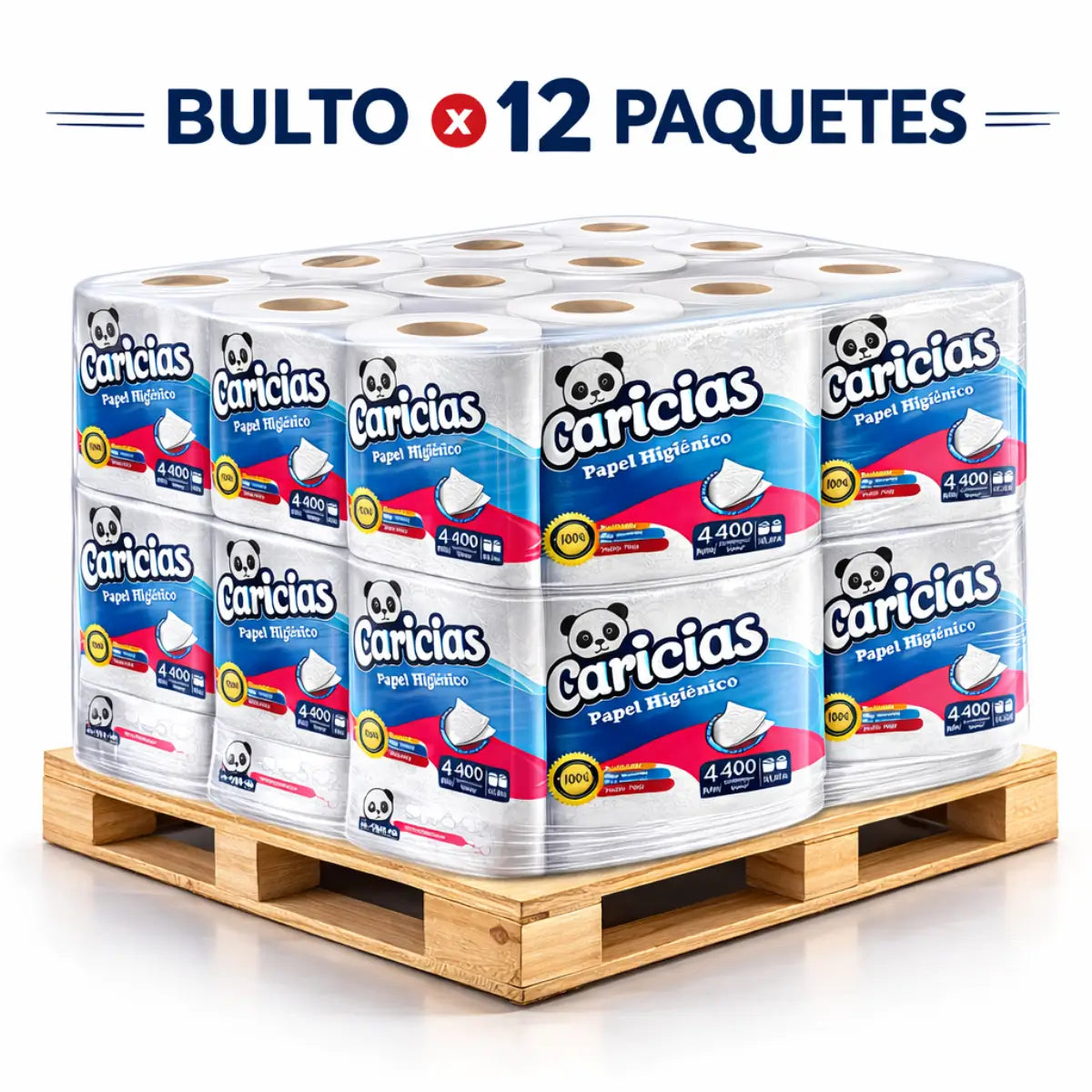 Pack 48 rollos de Papel Higiénico Caricias 400 hojas en Merida en propacaaos.com