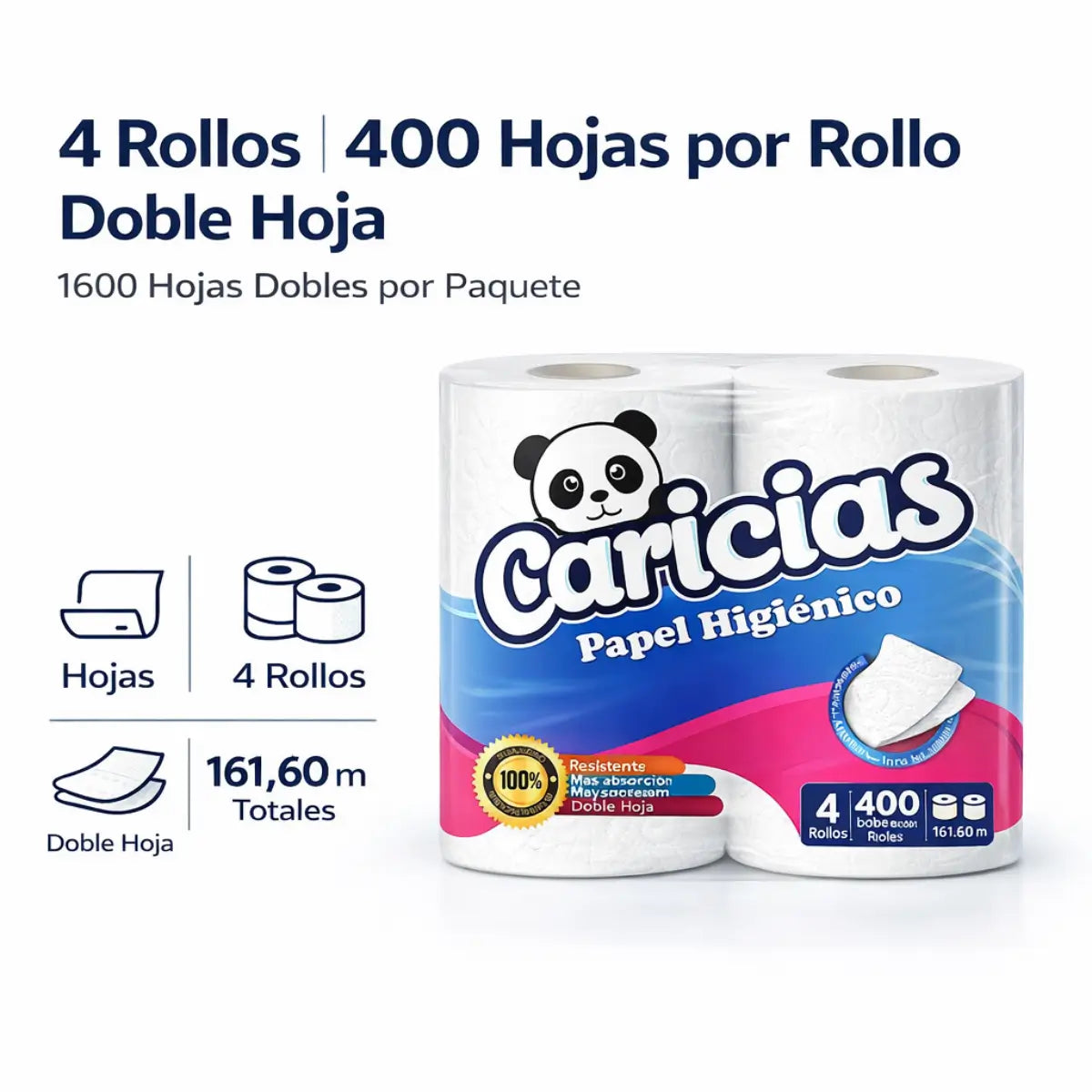 Bulto de Papel Higiénico Caricias de 400 hojas en propacaaos.com