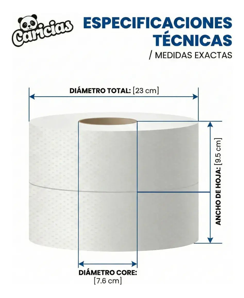Papel Higiénico Jumbo Institucional Caricias 9 pulgadas 4x250m 1 hoja en Venezuela en propacaaos.com