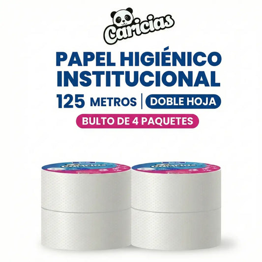Bulto Papel Higiénico Jumbo Institucional Caricias Doble Hoja 9 pulgadas 4x 125m en propacaaos.com