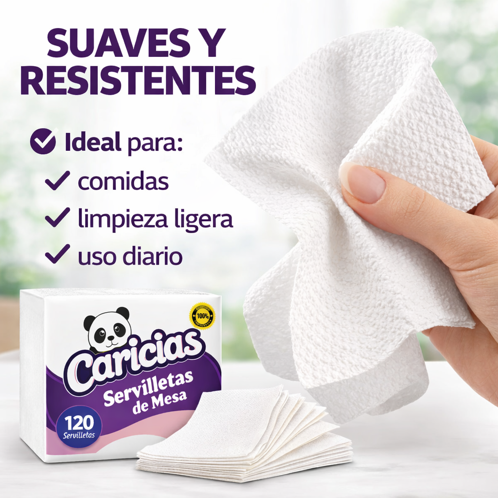 Uso de servilletas Caricias en mesa de restaurante en propacaaos.com.