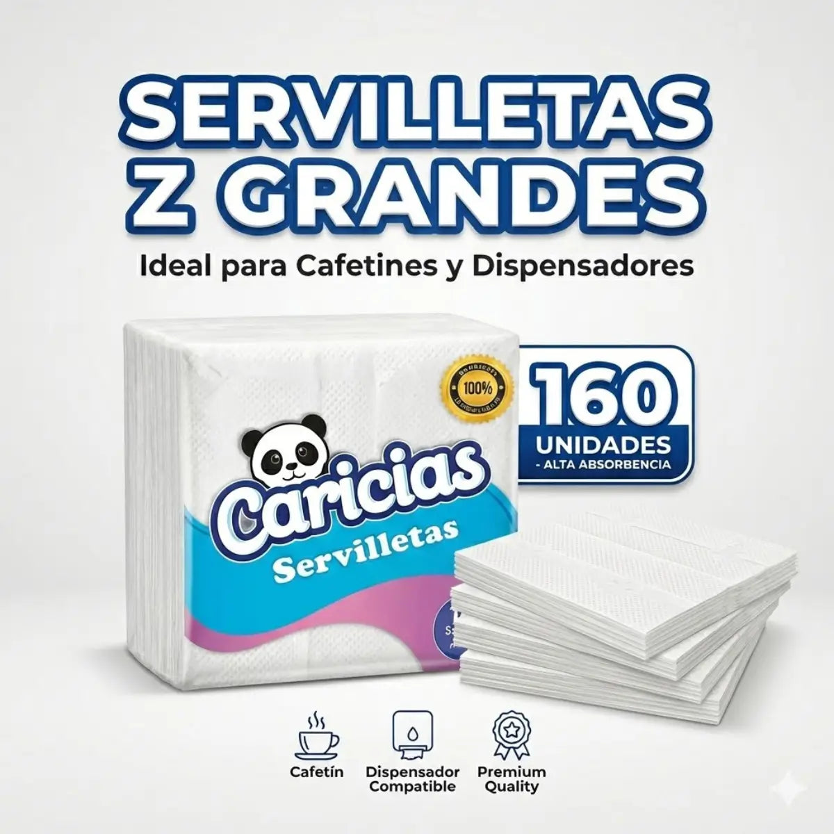 Bulto Servilletas Caricias Grandes Pack 12x160 (1920) Hojas para Negocios y Hogar