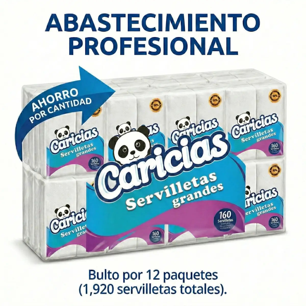 Bulto Servilletas Caricias Grandes Pack 12x160 (1920) Hojas para Negocios y Hogar