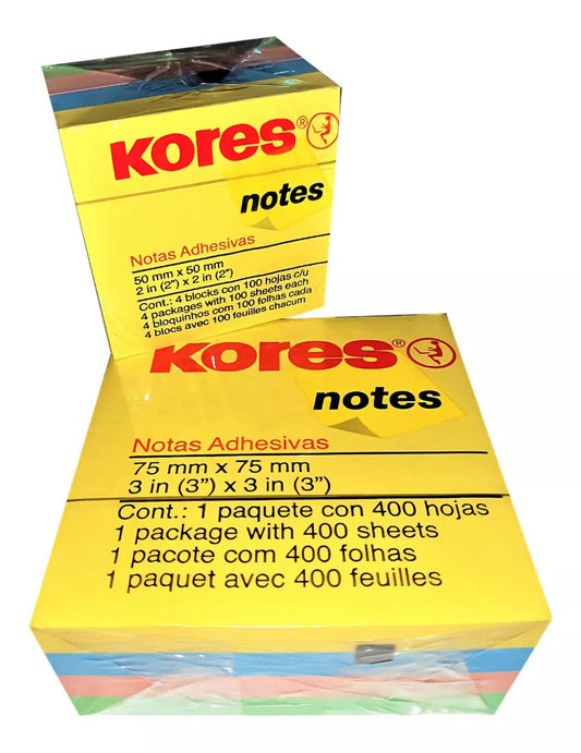 Taco De Notas Tipo Posit Adhesivas Kores 2x2 PuLG 400h